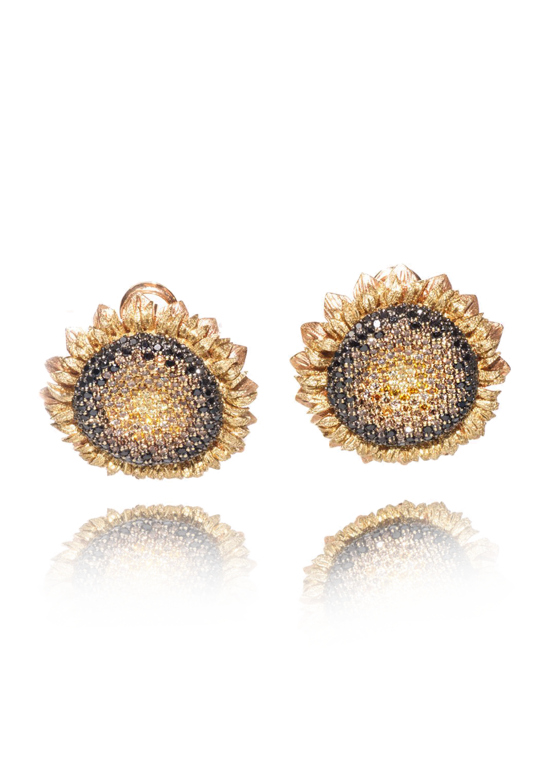 Sunflower Earrings - Gold & CZ
